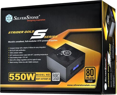سلسلة Silverstone Tek Strider ATX12V/EPS12V 550W 80+ Gold PFC مزود طاقة مع كابلات معيارية كاملة ST55F-G in Saudi Arabia