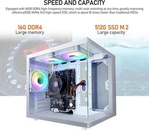 Gaming PC AMD Ryzen5 5600G 6Cores 3.9GHz UP to 4.40 GHz Processor, 16GB DDR4 RAM, 512GB NVMe SSD, AMD Radeon Vega7 Graphics Windows 11 Home - Gaming Desktop Computer White in Saudi Arabia