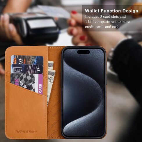 حافظة VISOUL لهاتف iPhone 16 Pro، حافظة هاتف جلدية من ألياف الكربون مع حامل للبطاقات، حافظة قابلة للطي متوافقة مع iPhone 16 Pro (6.3 بوصة) - أسود + أحمر in Kuwait