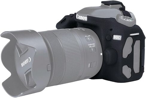 Camera Case for Canon EOS 80D - Silicone Protective DSLR Skin Cover, Detachable Cage, Shockproof, Dustproof (Black) in Kuwait