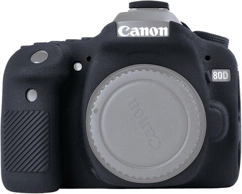 Camera Case for Canon EOS 80D - Silicone Protective DSLR Skin Cover, Detachable Cage, Shockproof, Dustproof (Black) in Kuwait