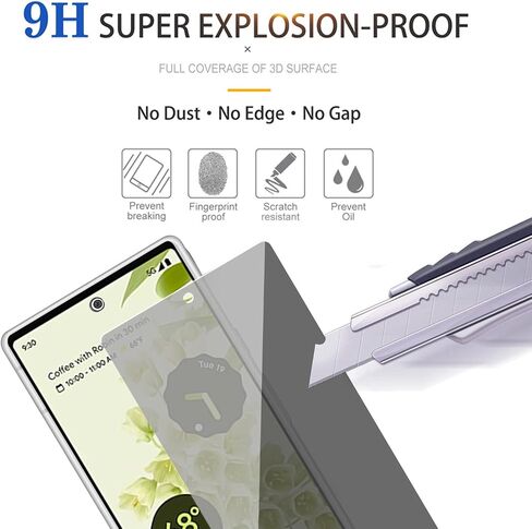 2 Pack Privacy Screen Protector for Google Pixel 5 [Anti-Spy Tempered Glass], Ultra HD, Anti-Scratch, Bubble-Free, Easy Install 9H Protective Glass for Pixel 5 in Kuwait