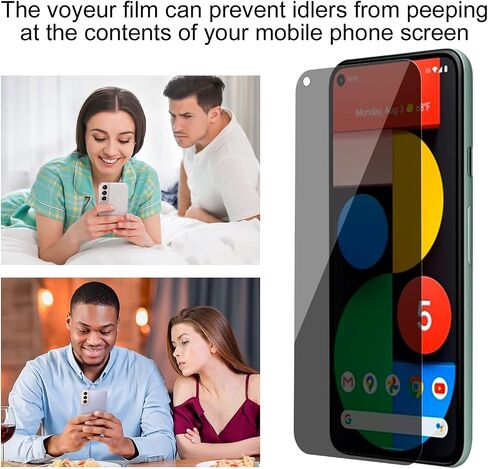 2 Pack Privacy Screen Protector for Google Pixel 5 [Anti-Spy Tempered Glass], Ultra HD, Anti-Scratch, Bubble-Free, Easy Install 9H Protective Glass for Pixel 5 in Kuwait
