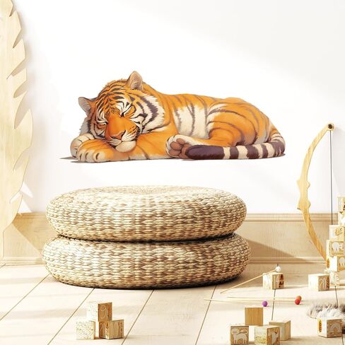 Cute Sleeping Tiger Wall Decal Nursery Jungle Animal Wall Sticker Removable Peel and Stick Wall Art Decor for Kid Baby Classroom Preschool Living Room Playroom Bedroom School in Saudi Arabia