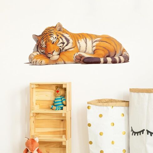 Cute Sleeping Tiger Wall Decal Nursery Jungle Animal Wall Sticker Removable Peel and Stick Wall Art Decor for Kid Baby Classroom Preschool Living Room Playroom Bedroom School in Saudi Arabia