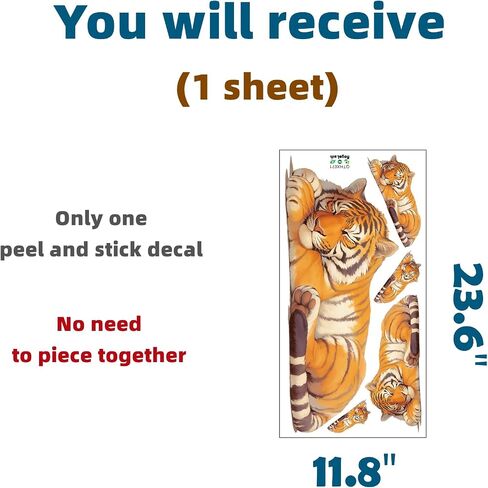 Cute Sleeping Tiger Wall Decal Nursery Jungle Animal Wall Sticker Removable Peel and Stick Wall Art Decor for Kid Baby Classroom Preschool Living Room Playroom Bedroom School in Saudi Arabia
