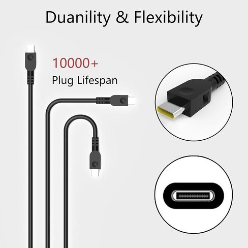 شاحن USB C 65 وات مناسب لجهاز Lenovo ThinkPad T480s T580s E480 E580 E590 Chromebook 300e 500e c330 c630 Yoga 7i 9i 14" 15" 2 في 1 Yoga S730 C940 C740 730s-13 s730-13Y محول إمداد الطاقة للكمبيوتر المحمول. in Saudi Arabia