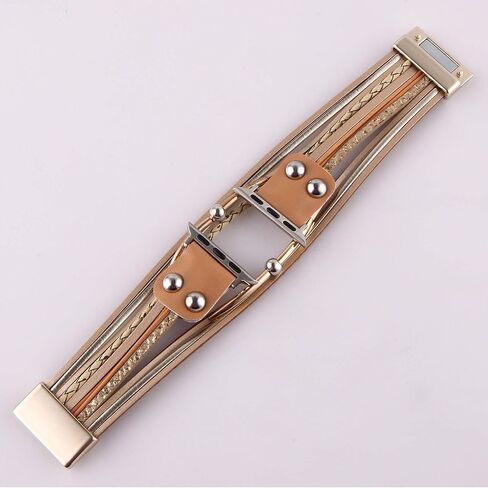 Multi-Layer Leather Wrap Bracelet Compatible with Apple Watch Ultra SE 8 7 6 5 4 3 38mm 40mm 41mm 42mm 44mm 45mm 49mm for Women Mens, Boho Stylish Cuff Bangle Watch Strap for Iwatch Bands in Kuwait