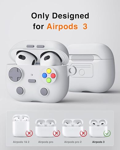 volport Airpods 3 Case Cover, Airpods 3 Case Protective Accessories Skin with Keychain Compatible with Apple Airpods 3rd Generation 2021 for Women Men Girls Boys,Front LED Visible, Black in Saudi Arabia