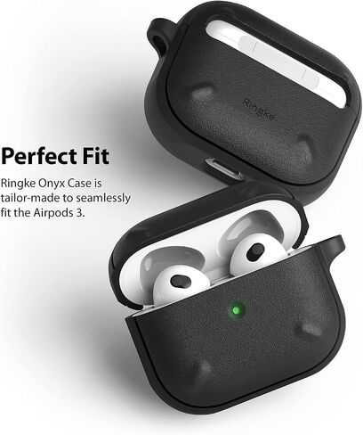 Ringke Onyx [Feels Good in The Hand] Compatible with AirPods 3rd Generation Case, Anti-Fingerprint Technology Prevents Oily Smudges Non-Slip Enhanced Grip - Black in Saudi Arabia