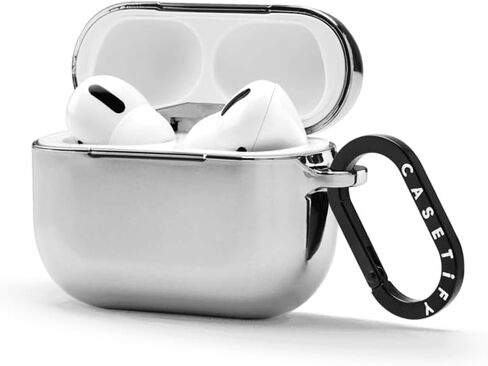 حافظة سماعات Airpods (الجيل الأول/الثاني) من CASETiFY مع حلقة - نباتات الربيع - فضي in Saudi Arabia