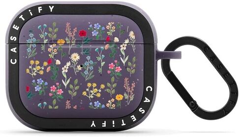حافظة سماعات Airpods (الجيل الأول/الثاني) من CASETiFY مع حلقة - نباتات الربيع - فضي in Saudi Arabia