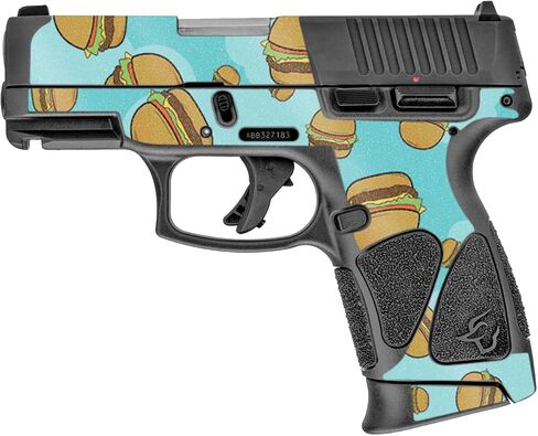 MightySkins Glossy Glitter Skin Compatible with Taurus G3C 9mm Luger - Burger Heaven | Protective, Durable High-Gloss Glitter Finish | Easy to Apply, Remove, and Change Styles | Made in The USA in Saudi Arabia