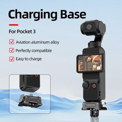 Charging Adapter Base for DJI Osmo Pocket 3, Type-C Charging Port, with 1/4 Threaded Hole and Gopro Connector, Attaches to Tripod Selfie Stick (1/4 Screw+GO/PRO Adapter) in Saudi Arabia