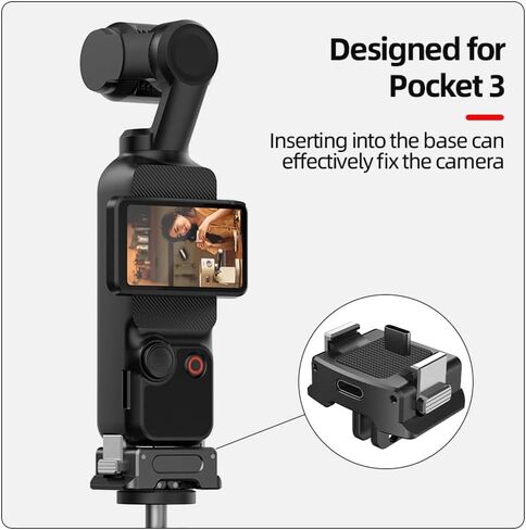 Charging Adapter Base for DJI Osmo Pocket 3, Type-C Charging Port, with 1/4 Threaded Hole and Gopro Connector, Attaches to Tripod Selfie Stick (1/4 Screw+GO/PRO Adapter) in Saudi Arabia