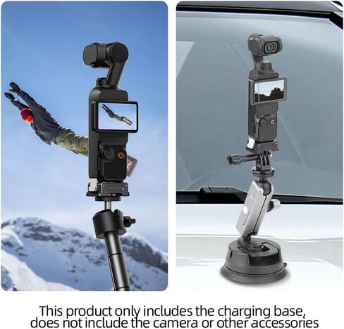 Charging Adapter Base for DJI Osmo Pocket 3, Type-C Charging Port, with 1/4 Threaded Hole and Gopro Connector, Attaches to Tripod Selfie Stick (1/4 Screw+GO/PRO Adapter) in Saudi Arabia