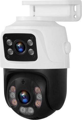 كاميرا KERUI Home Security - وصلة عدسة مزدوجة 6 ميجابكسل، كاميرا أمان إضافية NVR لمسجلات CCTV السلكية PoE NVR، مراقبة داخلية/خارجية، أضواء مستشعر، صوت ثنائي الاتجاه، كشف الإنسان، عرض 360 درجة in Saudi Arabia