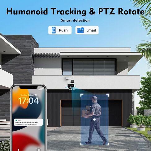 كاميرا KERUI Home Security - وصلة عدسة مزدوجة 6 ميجابكسل، كاميرا أمان إضافية NVR لمسجلات CCTV السلكية PoE NVR، مراقبة داخلية/خارجية، أضواء مستشعر، صوت ثنائي الاتجاه، كشف الإنسان، عرض 360 درجة in Saudi Arabia