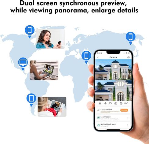 كاميرا KERUI Home Security - وصلة عدسة مزدوجة 6 ميجابكسل، كاميرا أمان إضافية NVR لمسجلات CCTV السلكية PoE NVR، مراقبة داخلية/خارجية، أضواء مستشعر، صوت ثنائي الاتجاه، كشف الإنسان، عرض 360 درجة in Saudi Arabia