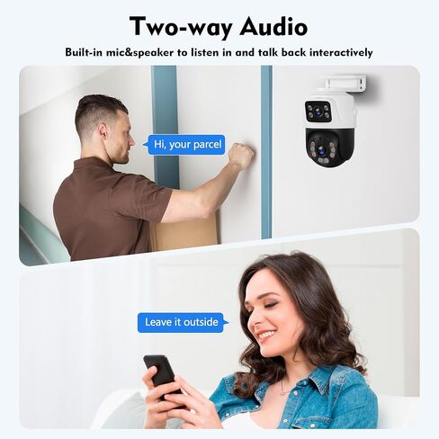 كاميرا KERUI Home Security - وصلة عدسة مزدوجة 6 ميجابكسل، كاميرا أمان إضافية NVR لمسجلات CCTV السلكية PoE NVR، مراقبة داخلية/خارجية، أضواء مستشعر، صوت ثنائي الاتجاه، كشف الإنسان، عرض 360 درجة in Kuwait