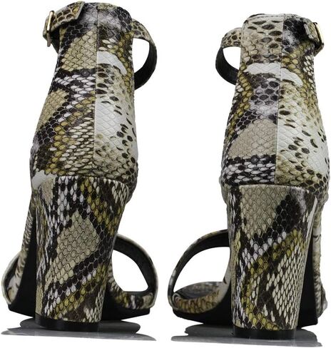 Women's Snake Skin Sandals Single Band Ankle Strap Chunky Block Heeled Fashion Summer Shoes in Saudi Arabia