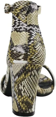 Women's Snake Skin Sandals Single Band Ankle Strap Chunky Block Heeled Fashion Summer Shoes in Saudi Arabia