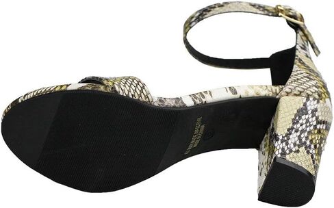 Women's Snake Skin Sandals Single Band Ankle Strap Chunky Block Heeled Fashion Summer Shoes in Saudi Arabia