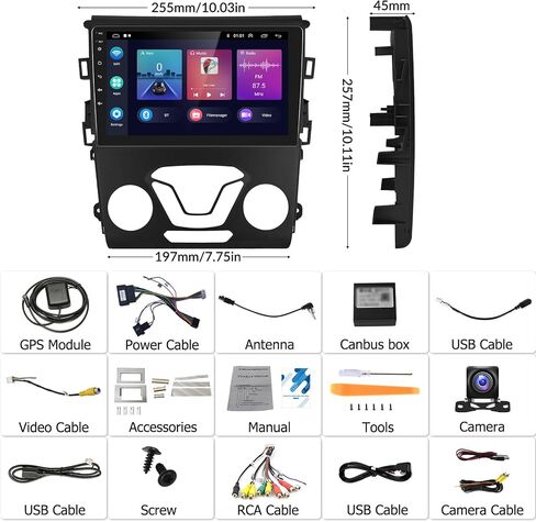 [2+32G] Android 13 Car Stereo for Ford Fusion Mondeo 2013-2019 with Wireless Carplay&Android Auto,9 Inch Car Radio with Mirror Link Bluetooth FM/RDS Radio WiFi GPS SWC Dual USB+AHD Backup Camera in Saudi Arabia