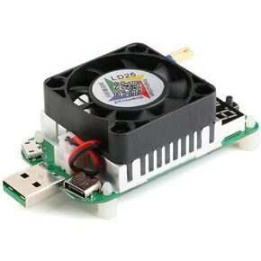 LD25 USB Load Tester Multifunctional USB Electronic Load Test Resistor Module 25W Constant Current Load Digital Display Voltage Adjustable Constant Current 0.25A-4A Detector with Cooling Fan