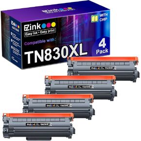 E-Z Ink Compatible Toner Cartridge Replacement for Brother TN830XL TN 830 TN830 Toner Cartridges for HL-L2460DW DCP-L2640DW HL-L2480DW HL-L2400D HL-L2405W MFC-L2820DW Printer (4 Black)