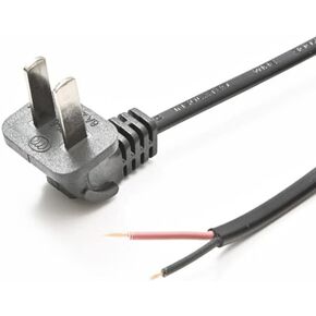 Replacement 90 Degree Right Angle AC Power Male Plug Jack to Bare Wire Open End Pigtail Power Cable Cord for AC Power Supply Cable Repair