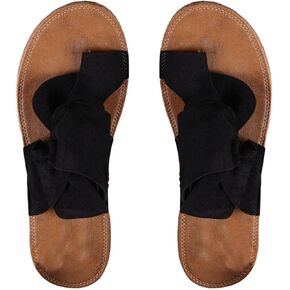 GORGLITTER Women's Rainbow Bow Tie Flat Sandals Vacation Open Toe Thong Sandals Summer Slides Shoes