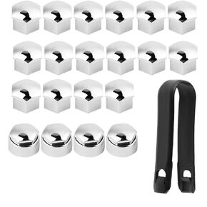 17mm Wheel Lug Nut Bolt Cover s, Wheel Nut Cover with Clips, 20pcs(Grey)