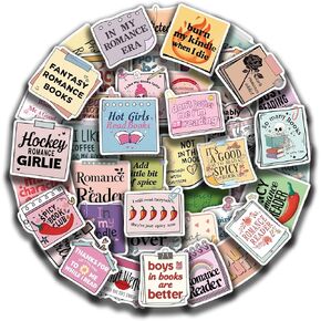 50 Pcs Bookish Label Stickers for Kindle, Booktok Reading Aesthetic Sticker, Bookish Stickers for Adult Clear Case Water Bottle Laptop, Bookish Book Lover Gifts Skin Accessories