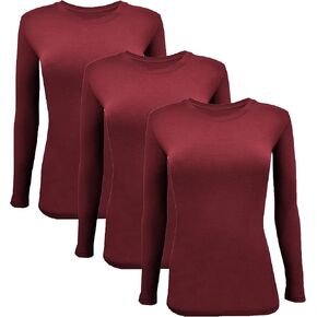 BaHoki Essentials Long Sleeve Undershirts for Scrubs - Great Stretch and Layering Piece - 3 Pack White