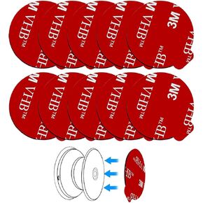 10 Pack Very High Bond 3M Sticky Adhesive Replacement Compatible with Socket Mount Base VHB Sticker Pads for Collapsible Grip & Stand (Red)