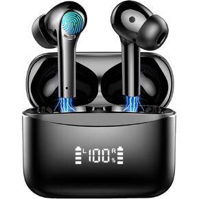 Wireless Earbuds, Bluetooth 5.3 Headphones LED Power Display Ear Buds Stereo, Earbuds in-Ear Noise Cancelling Mic, 42H Playback Mini Fashion Case IP7 Waterproof Sports Earphones for Android iOS