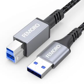 FEMORO USB 3.0 A to B Cable10 Feet Long, Printer Cord Compatible with Computer Docking Station External Hard Drivers Monitor HP Printer and More