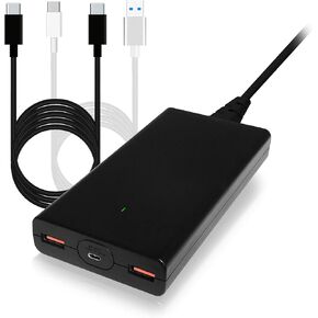 شاحن كمبيوتر محمول BatPower P120B عالي الطاقة نحيف 120 وات USB-C متوافق مع Surface Book 3 2 Pro X Laptop PD USB C مزود طاقة للكمبيوتر المحمول والكمبيوتر اللوحي من النوع C ومحول USB مزدوج QC3.0