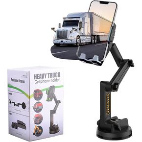 Heavy Duty Truck Phone Holder Mount with 16.9 Inch Long Arm, Super Suction Cup, and 360° Rotation, Compatible with iPhone, Samsung, and All Smartphones