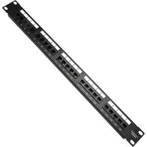 RJ11 Through Coupler,25 Port RJ45 Through Coupler 1U Cat6 Patch Panel STP Shielded 19 Inch with Back Bar, Wallmount or Rackmount, Compatible with Cat5, Cat5e, Cat6 Cabling
