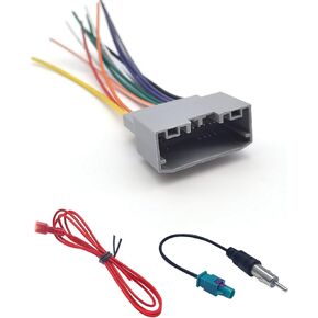 Pack of 3 Car Radio Stereo Wiring Harness, with Antenna Adapter Connector, Auto Audio DVD Modified Power Speaker Line, Compatible with Jeep Compass/Wrangler Dodge (Multicolored)