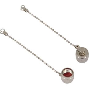 BOOBRIE RF Connector Accessories TNC Coax Cap TNC Dust Cap Protective Cover with Chain Nickel-Plated for TNC Male Jack Connector Pcak of 2
