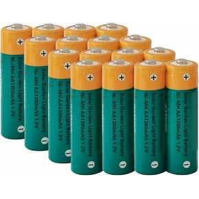 KINSUN NiMH AA 1300mAh 1.2V Rechargeable Batteries for Outdoor Solar Garden Lights Landscape Path Lights Yard Lights (16 Pieces)