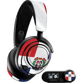 MightySkins Glossy Glitter Skin Compatible with SteelSeries Arctis Nova Pro - Dominican Flag | Protective, Durable High-Gloss Glitter Finish | Easy to Apply and Change Styles | Made in The USA