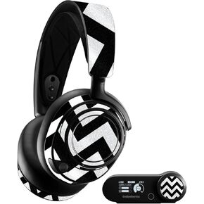 MightySkins Glossy Glitter Skin Compatible With SteelSeries Arctis Nova Pro - Black Chevron | Protective, Durable High-Gloss Glitter Finish | Easy to Apply, Remove, and Change Styles | Made in The USA