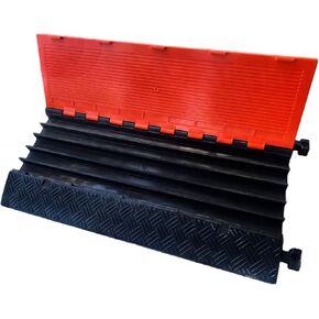 Kable Kontrol Atlas Heavy Duty Cable Protector Wire Ramp - 5 Channel 36" Long Black & Orange – 36,000 Load Capacity - Rubber Speed Bump and Wire Protector for Indoor and Outdoor Use - CP9984