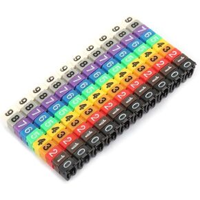 Digital Tube Wire labels 0-9 Number Coded Clip On Plastic Cable Label Tube Colorful Cable Marker C Shape Suitable Multi-Type Cable (100Pcs 4mm²) in Saudi Arabia