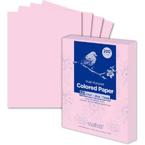 Veritas Colored Copy Paper, Multi-Purpose paper, Colored Printer Paper 8.5" x 11", 20 lb / 75 GSM,Salmon,200 Sheets (1 Reams)，Made in USA