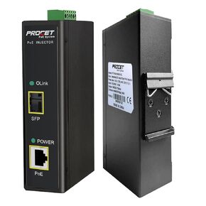 PROCET DIN Rail SFP Fiber PoE Injector 95W SFP Uplink PoE++ Power Injector Gigabit Industrial, IEEE802.3af/at/bt Compliant for IP Camera, Access Point, POS, Kiosks